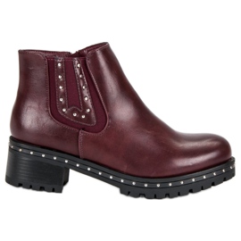 Anesia Paris Botas Jodhpur com salto alto vermelho