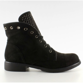 Botas de camurça com parte superior diagonal JH296 Preto