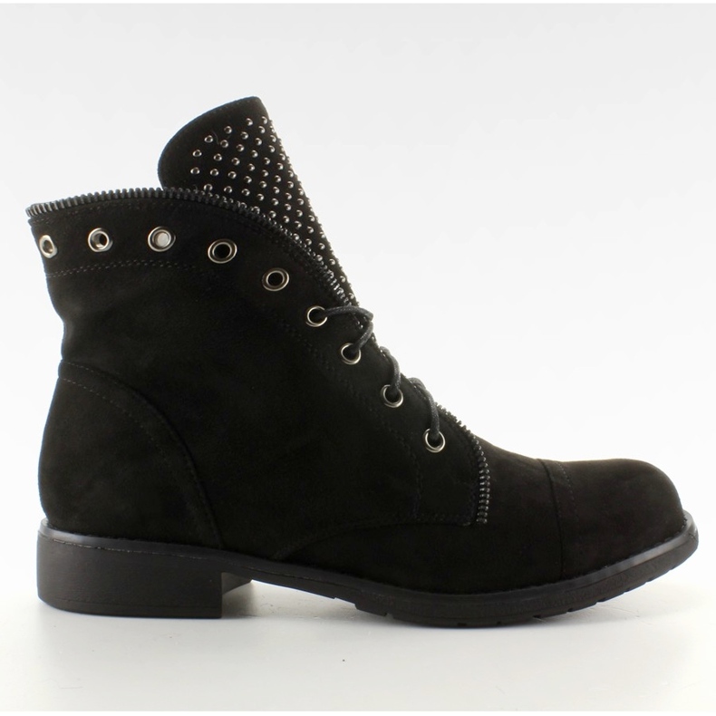 Botas de camurça com parte superior diagonal JH296 Preto