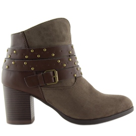 Botas marrons G-36 taupe com salto estável castanho