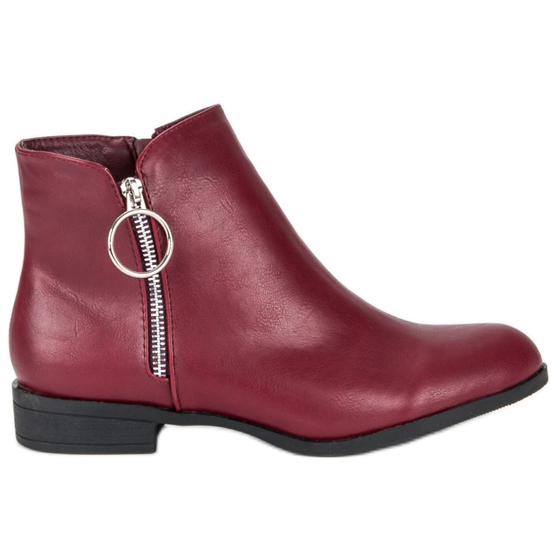 Anesia Paris Botas cor de vinho de salto baixo vermelho