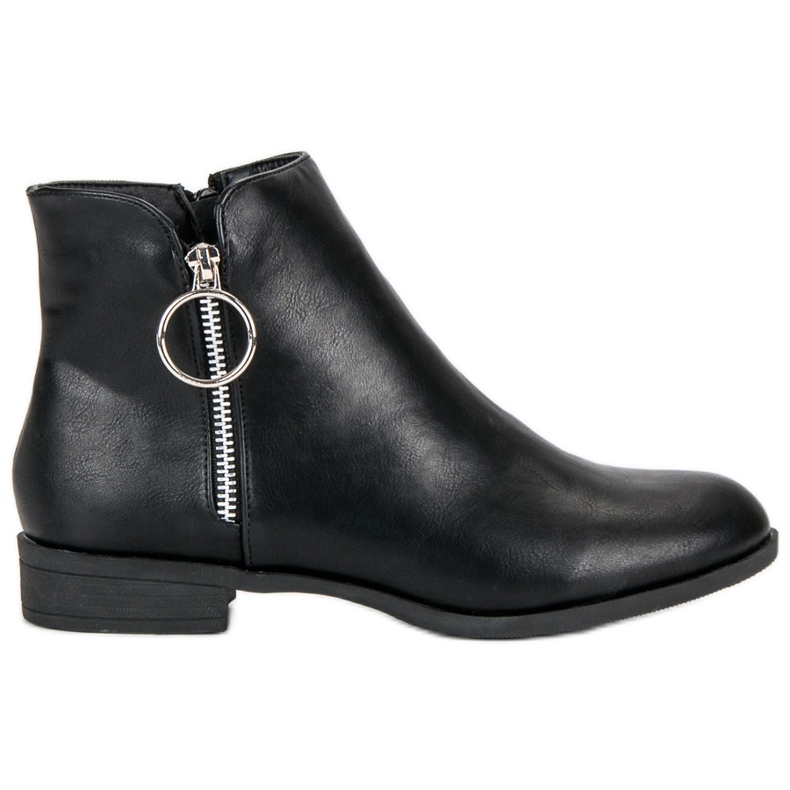 Anesia Paris Botas pretas de salto plano preto