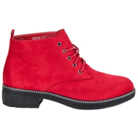 Nio Nio Botins de camurça com atacadores vermelho Nio Nio Botins de camurça com atacadores vermelho