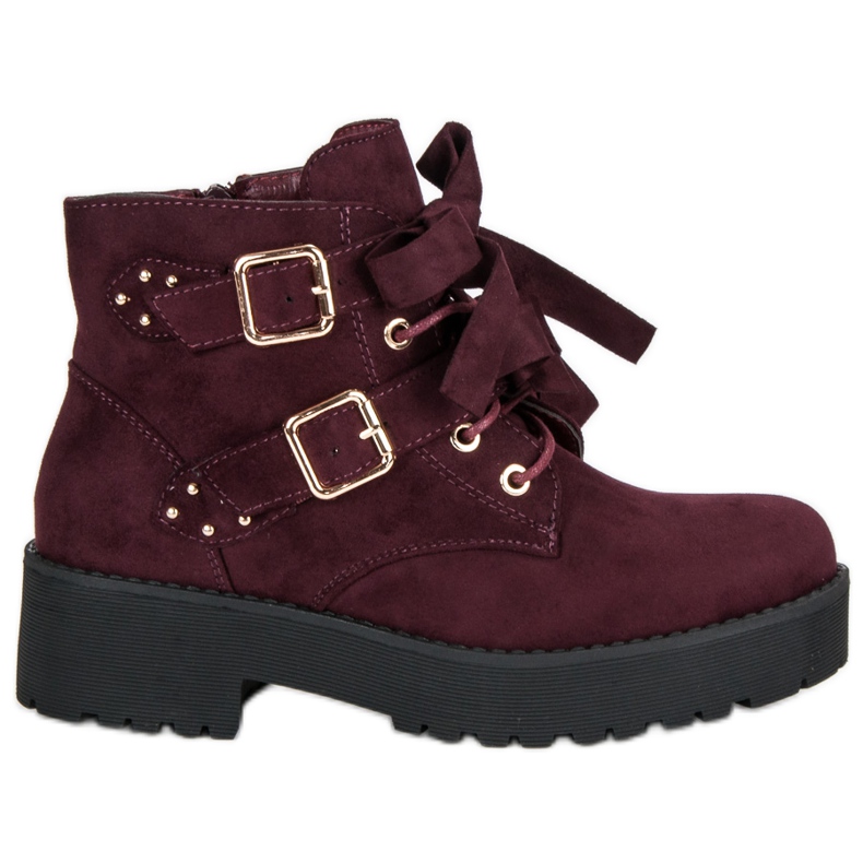 Botas de camurça cor de vinho vermelho