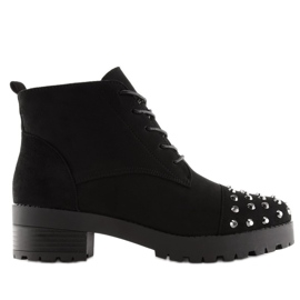 Botas amarradas com tachas pretas 2017-10 Preto