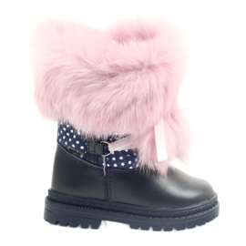 Bartek Botas femininas de couro com pele 216390-013 azul