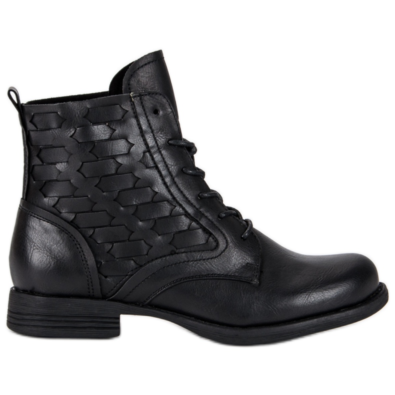 Forever Folie Botas casuais amarradas até o tornozelo preto