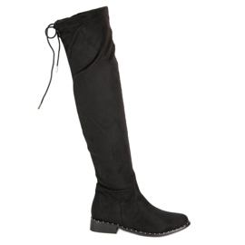 Seastar Botas acima do joelho com salto plano preto Seastar Botas acima do joelho com salto plano preto