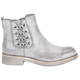 Forever Folie Botas cinza de salto baixo