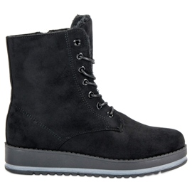 Botas quentes amarradas preto