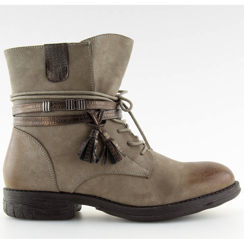 Botas femininas bege e marrons BH52-KB cáqui Botas femininas bege e marrons BH52-KB cáqui