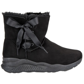 Lemax Botas de neve elegantes com pele preto
