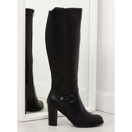 Botas pretas de salto alto QT02P pretas preto