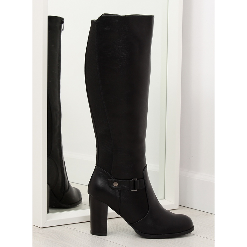 Botas pretas de salto alto QT02P pretas preto