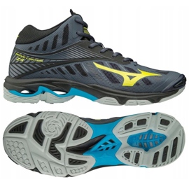 Tênis de vôlei Mizuno Wave Lighting Z4 Mid M V1GA180547 preto cinza Tênis de vôlei Mizuno Wave Lighting Z4 Mid M V1GA180547 preto cinza