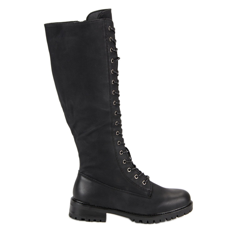 SDS Botas femininas com cordões preto
