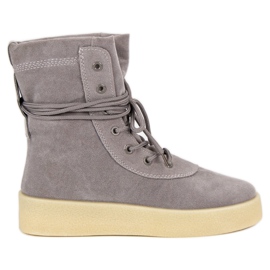 Botas de amarrar cinza