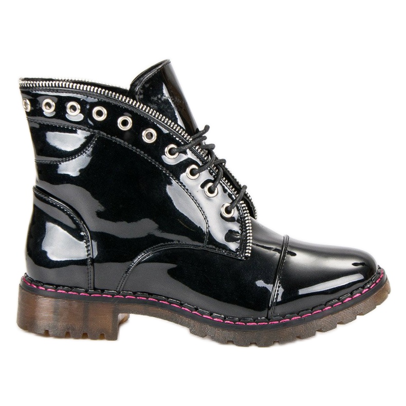 Lucky Shoes Trabalhadores envernizados preto