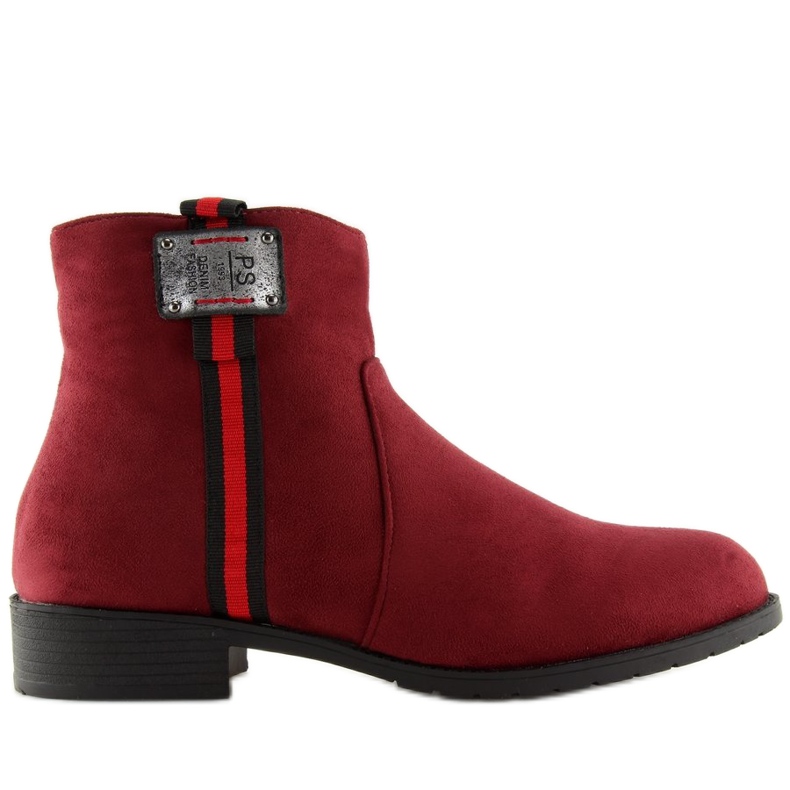 Botins de camurça bordô 100-913B0-2 Vermelho