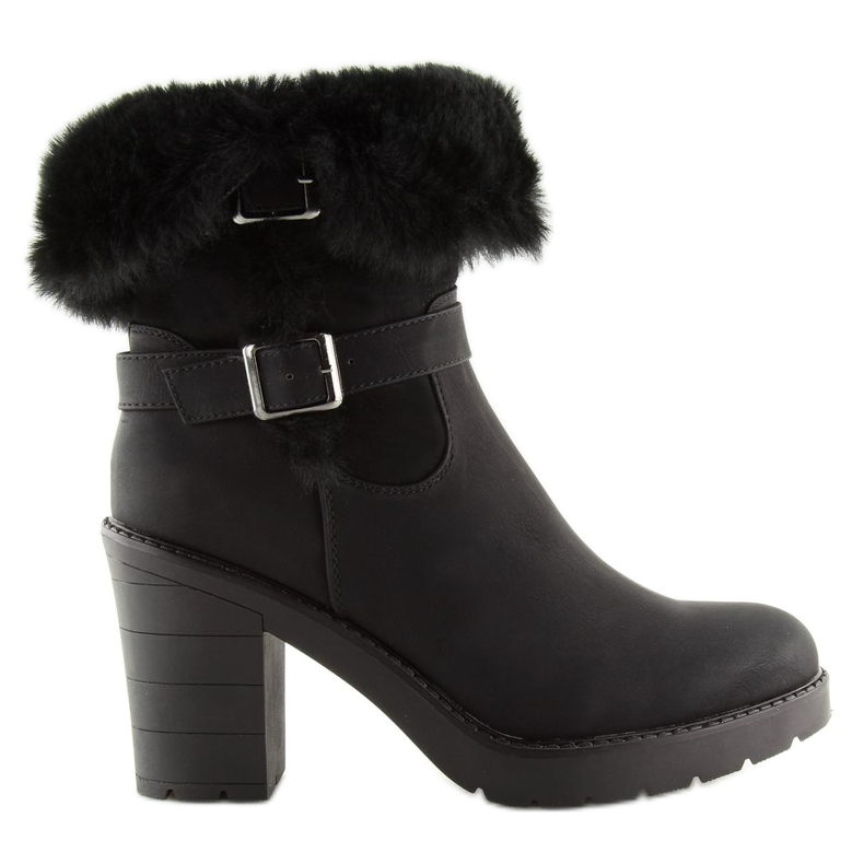 Meia bota preta de salto alto T119 preta preto