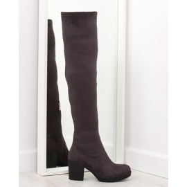 Botas acima do joelho com salto largo cinza 520