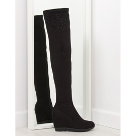 Botas pretas K-59 de cunha preta preto Botas pretas K-59 de cunha preta preto