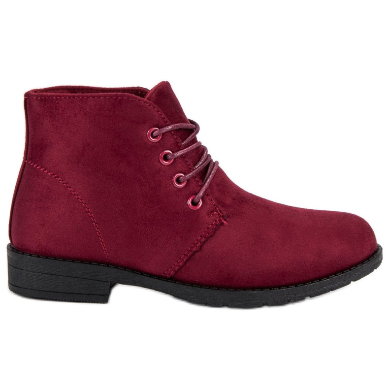 Botas amarradas cor de vinho vermelho