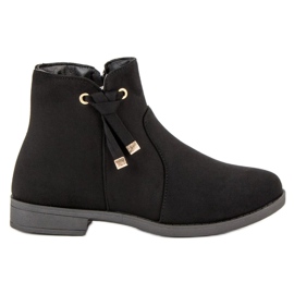 Top Shoes Botas de tornozelo baixas com zíper preto