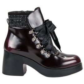 Super Me Botas elegantes de salto alto vermelho