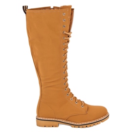 Seastar Botas femininas com cordões castanho