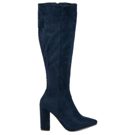 Small Swan Botas de camurça de salto alto azul