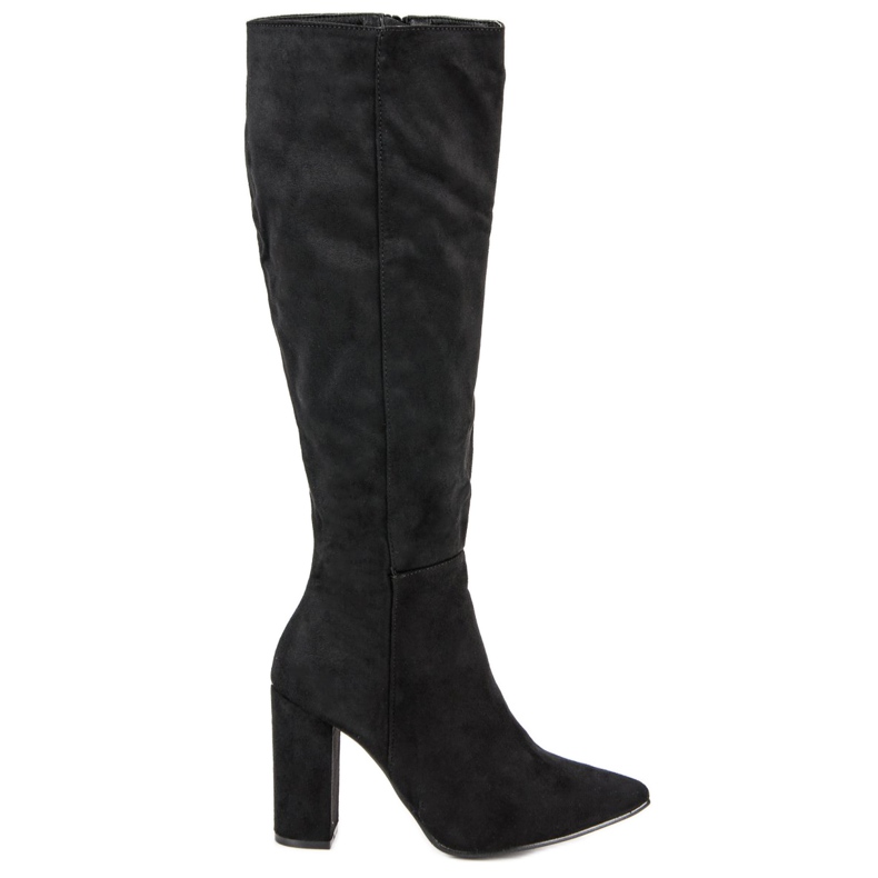 Small Swan Botas de camurça de salto alto preto Small Swan Botas de camurça de salto alto preto