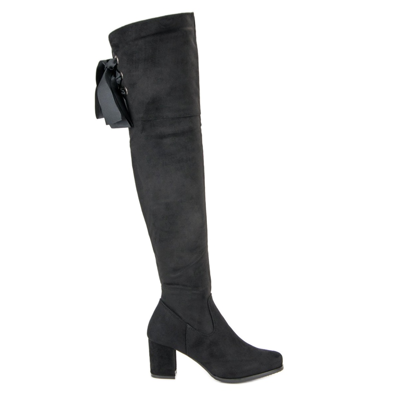 Queentina Botas elegantes de salto alto até a coxa preto