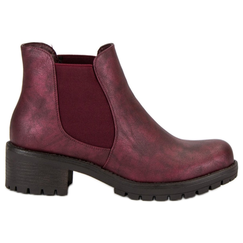 Queentina Botas Borgonha Chelsea vermelho