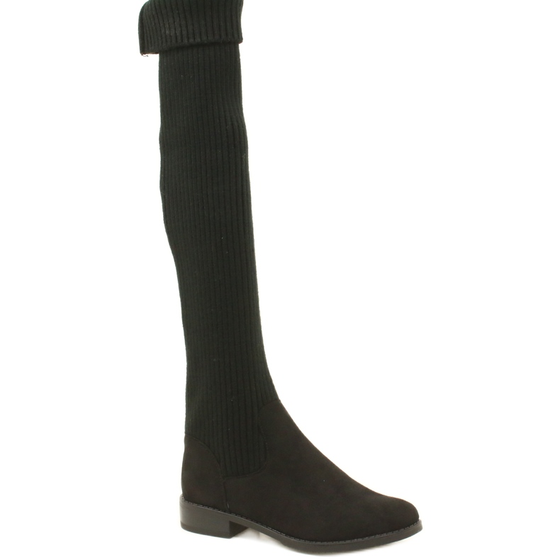 M.Daszyński Botas com nervuras femininas SA62-58 BOTAS NEGRAS preto