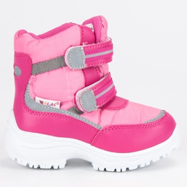 Botas de neve de velcro aquecidas rosa