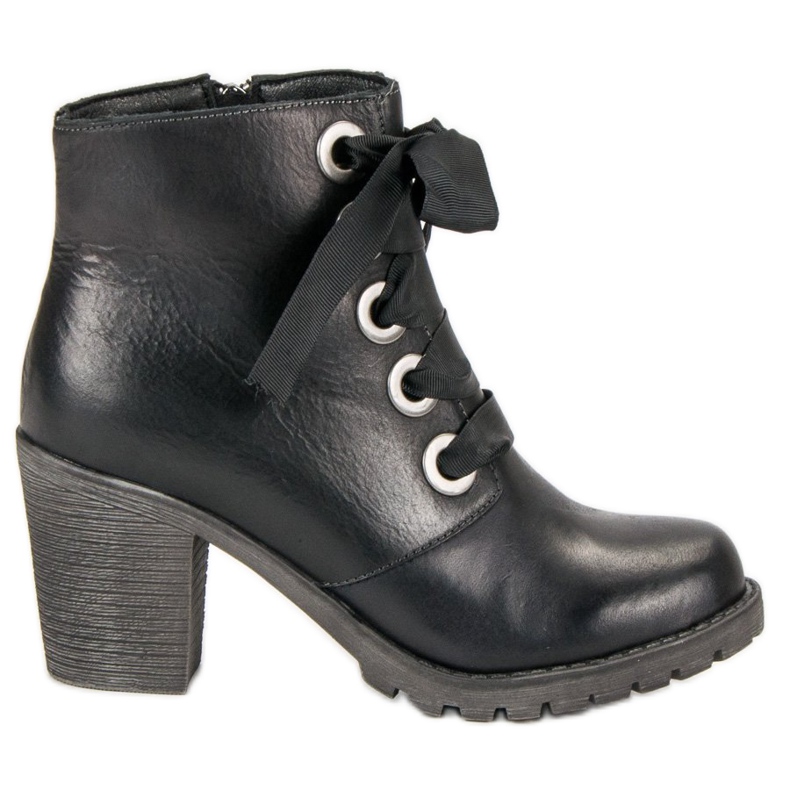 Botas de couro amarradas da VINCEZA preto