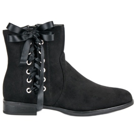 Juliet Botas de camurça com amarração preto