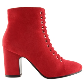 Botas vermelhas SP03 vermelhas com salto estável vermelho