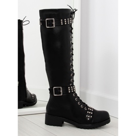 Botas de montar com tachas pretas PE116 pretas preto