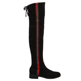 Botas acima do joelho com listra preta HFN-0296-2 Preta preto