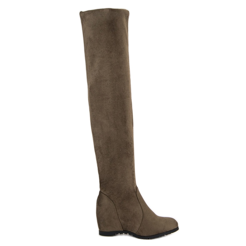 Super Me Botas de cunha alta verde