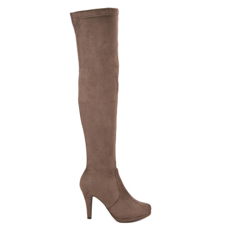 Super Me Botas de camurça com salto alto castanho Super Me Botas de camurça com salto alto castanho