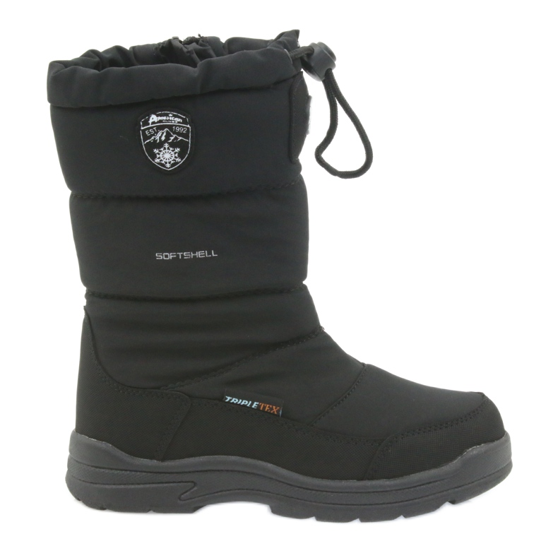 American Club Botas de neve americanas 801SB pretas com membrana preto