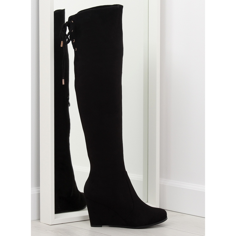 Botas pretas de cunha LB-263 preto