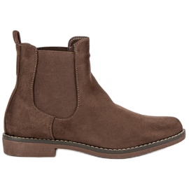 Super Mode Botas Chelsea de camurça cáqui