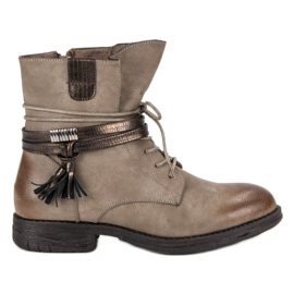 Queentina Botas marrons com zíper marrom