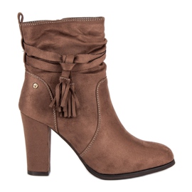 Nio Nio Botas de camurça do Chelsea com salto alto castanho Nio Nio Botas de camurça do Chelsea com salto alto castanho