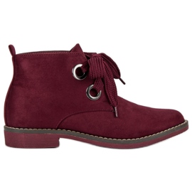 Super Mode Botas de camurça com atacadores vermelho