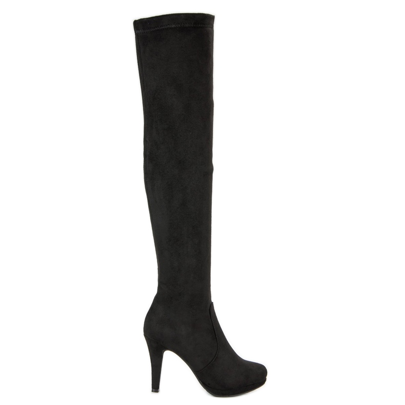 Super Me Botas de camurça com salto alto preto